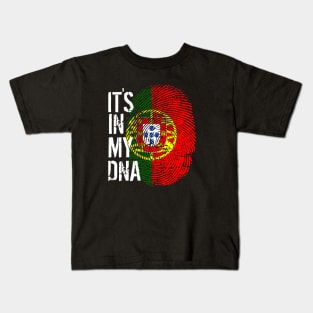 Portugal Flag Fingerprint My Story DNA Portuguese Kids T-Shirt